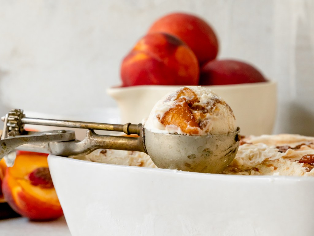 No-Churn Bourbon Peach Ice Cream